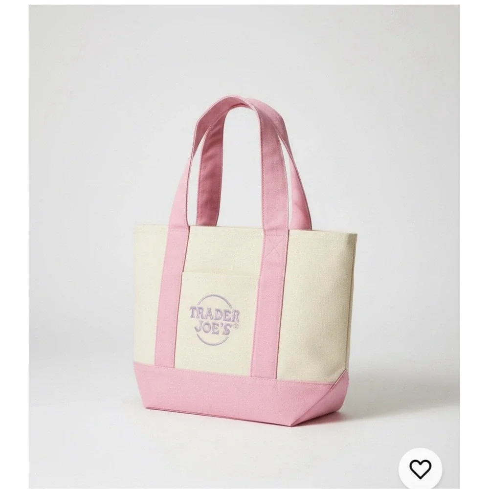 Trader Joe's Mini Canvas Tote Bag Unisex Pink Blue Green‎ Purple NEW Limited Ed